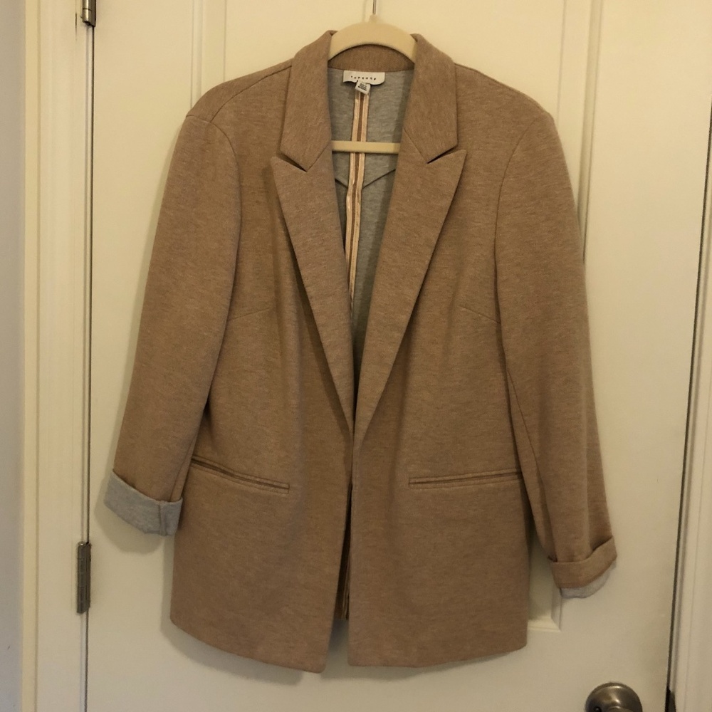 Chic Tan Comfy Stretch Blazer – Size 10, Topshop (Like New!)